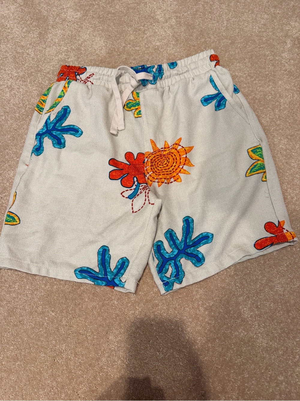 Men's Oatmeal Floral Print Shorts